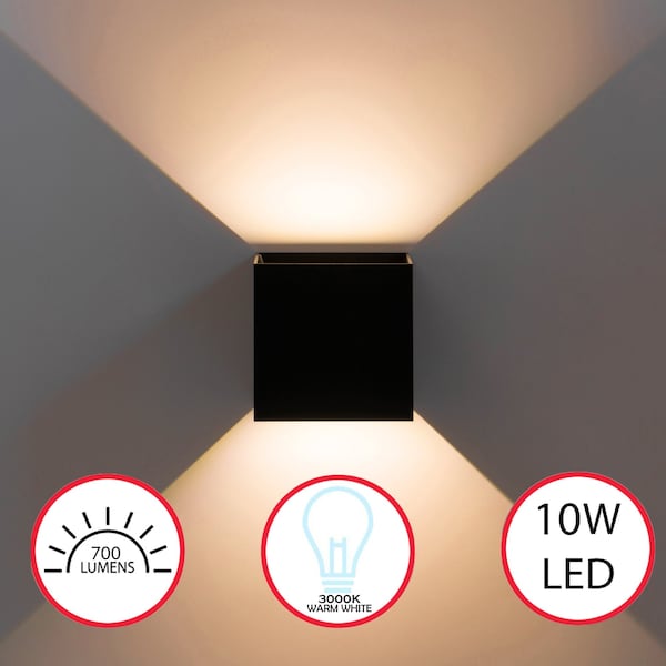 Quickway Imports Wall Sconce LED Waterproof Wall Lamp Aluminum with Adjustable Beam 10-Watt 3000K Warm White, Black QI004492.BK.3K - main